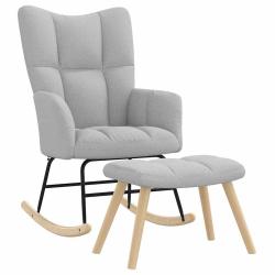 Chaise &agrave; bascule avec repose-pied gris nuage tissu