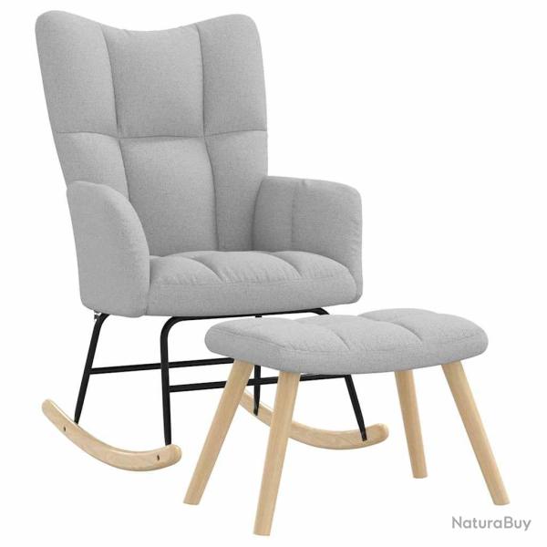 Chaise � bascule avec repose-pied gris nuage tissu
