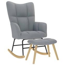Chaise &agrave; bascule avec repose-pied Gris clair Tissu