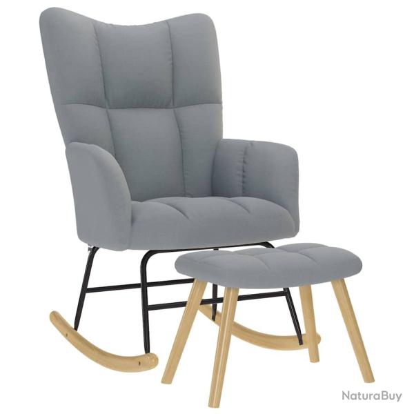 Chaise � bascule avec repose-pied Gris clair Tissu