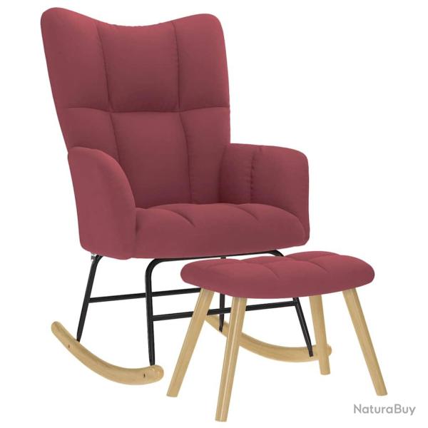Chaise � bascule avec repose-pied Rouge bordeaux Tissu
