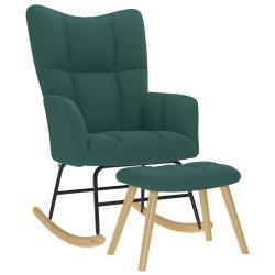 Chaise &agrave; bascule avec repose-pied Vert fonc&eacute; Tissu
