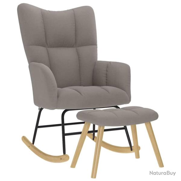 Chaise � bascule avec repose-pied Taupe Tissu