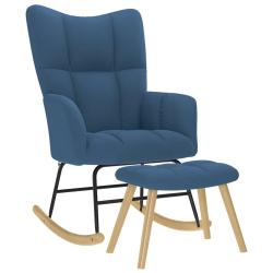 Chaise &agrave; bascule avec repose-pied Bleu Tissu