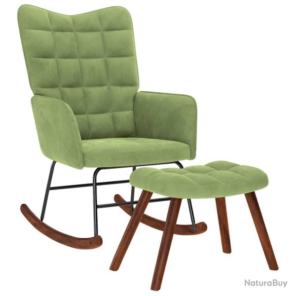 Chaise � bascule avec repose-pied vert clair velours