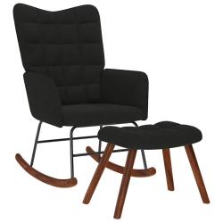 Chaise &agrave; bascule avec tabouret en velours noir