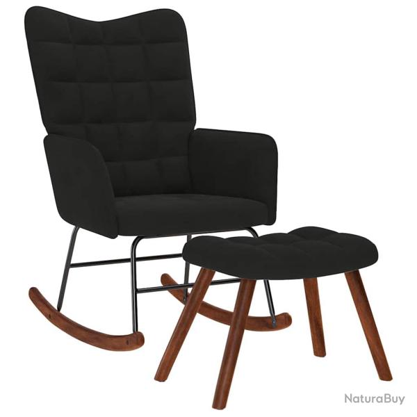 Chaise � bascule avec tabouret en velours noir