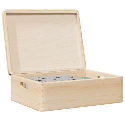 Bo&icirc;te en bois avec couvercle et poign&eacute;es bois de pin massif