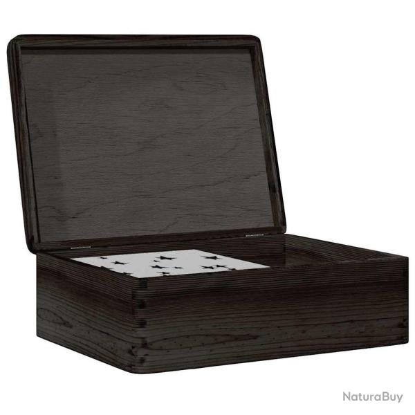 Bo�te en bois avec couvercle noir 40x30x13cm bois de pin massif