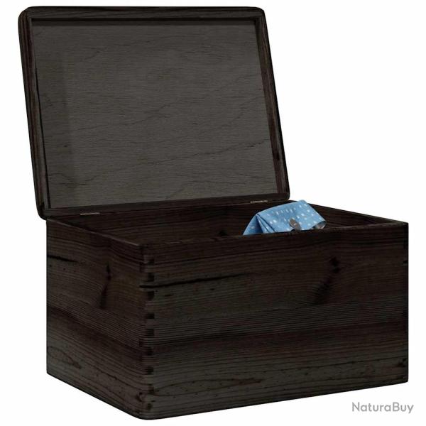 Bo�te en bois avec couvercle noir 40x30x23cm bois de pin massif