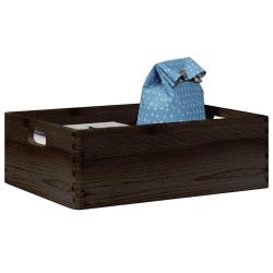 Bo&icirc;te en bois avec poign&eacute;es noir 40x30x13 cm bois de pin massif