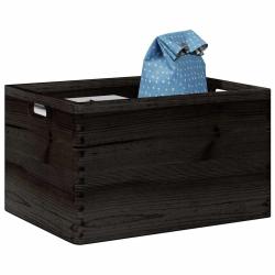 Bo&icirc;te en bois avec poign&eacute;es noir 40x30x23 cm bois de pin massif