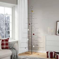 Arbre de No&euml;l en m&eacute;tal avec base en bois noir 210 cm