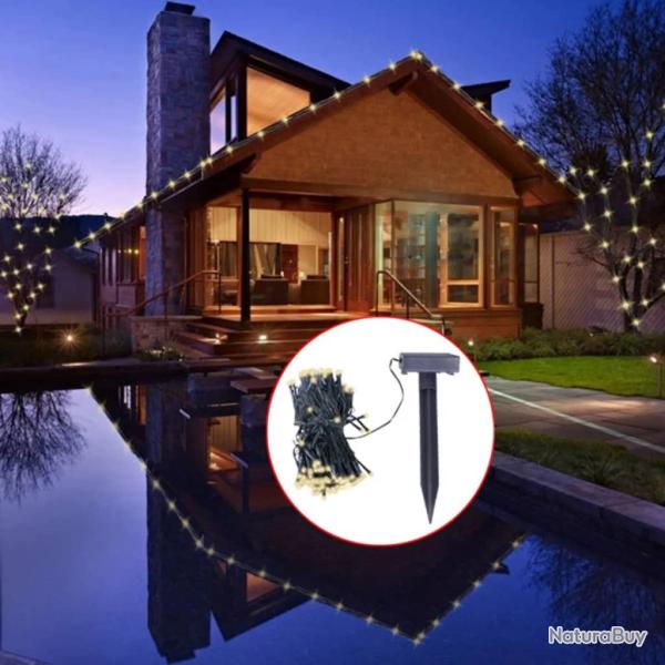 Guirlande lumineuse solaire LED blanc chaud D�coration de No�l