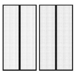 Rideau de porte contre insectes 210x100cm 2 pcs magn&eacute;tique noir