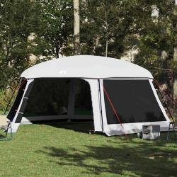 Tente piscine toit amovible parois maille gris 670x590 cm