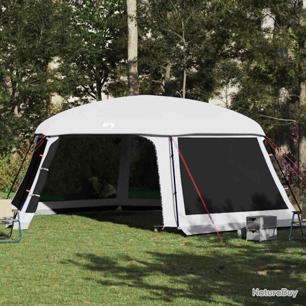 Tente piscine toit amovible parois maille gris 670x590 cm