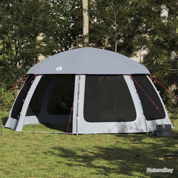 Tente piscine toit amovible parois maille gris 510x510 cm