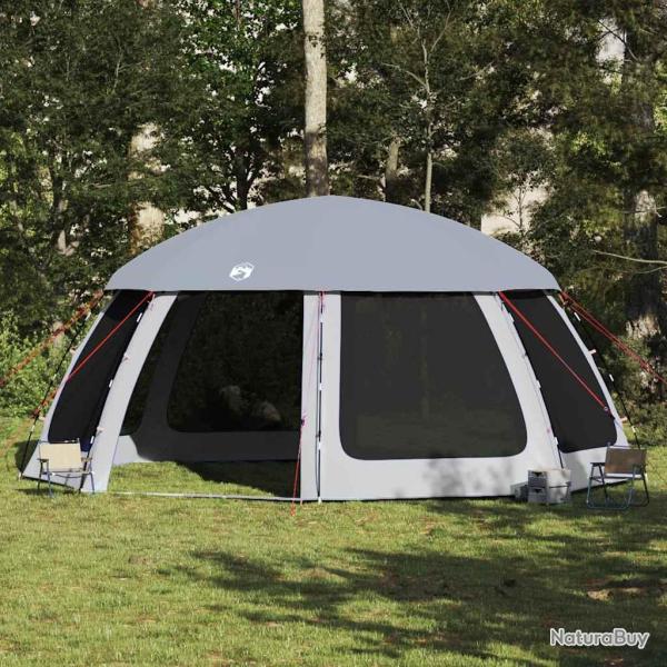 Tente piscine toit amovible parois maille gris 612x612 cm