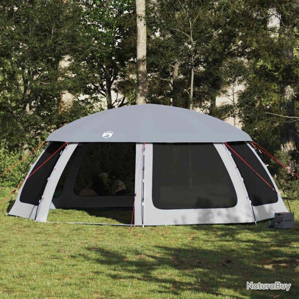 Tente piscine toit amovible parois maille gris 690x690 cm