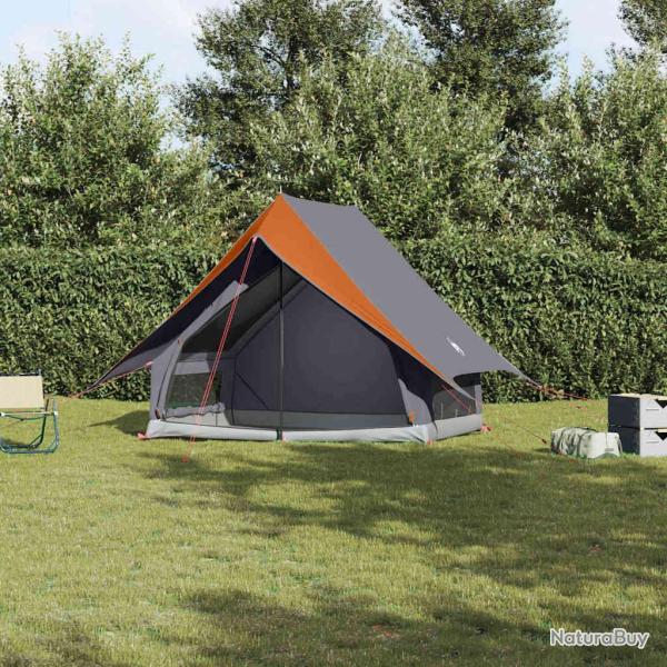 Tente familiale avec toit Gris et orange 220 x 220 x 184 cm