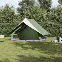Tente familiale avec toit Vert et blanc 256 x 256 x 185 cm