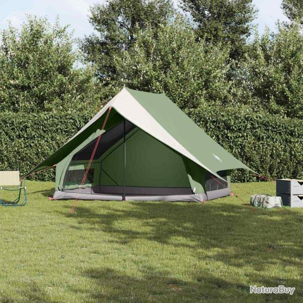 Tente familiale avec toit Vert et blanc 256 x 256 x 185 cm