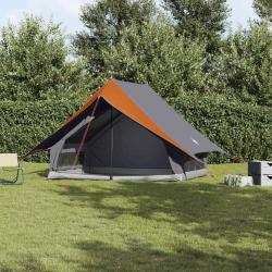 Tente familiale avec toit Gris et orange 256 x 256 x 185 cm