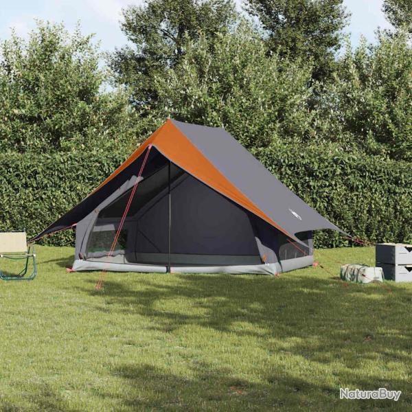 Tente familiale avec toit Gris et orange 256 x 256 x 185 cm