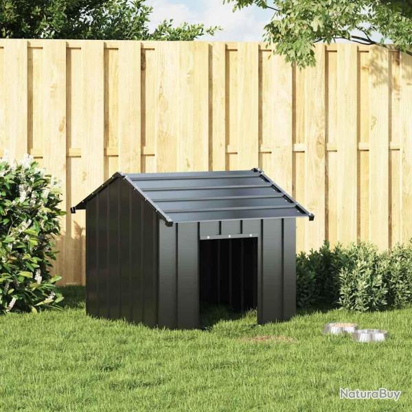 Niche pour chien avec toit, en acier galvanis�, noire, pour le jardin, 85 � 107 � 81 cm