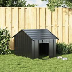 Niche pour chien avec toit, en acier galvanis&eacute;, noire, pour le jardin, 83 &times; 130 &times; 85 cm