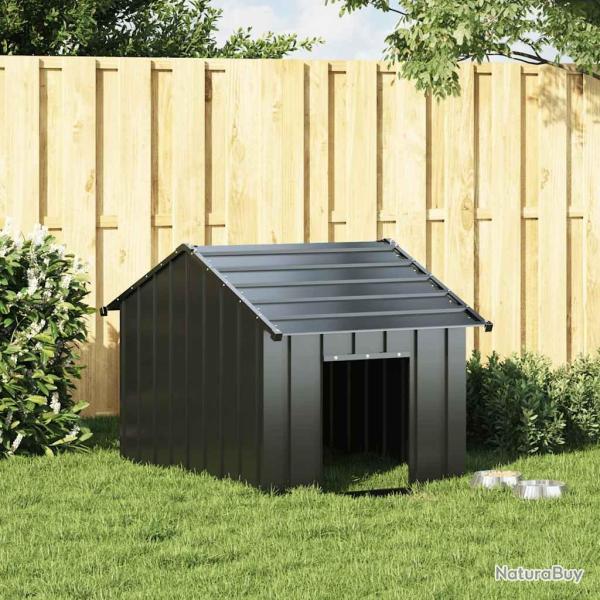 Niche pour chien avec toit, en acier galvanis�, noire, pour le jardin, 83 � 130 � 85 cm