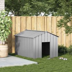 Niche pour chien avec toit, en acier galvanis&eacute;, noire, pour le jardin, 113 &times; 153 &times; 101 cm