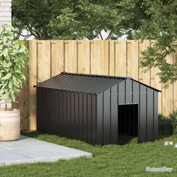 Niche pour chien avec toit, en acier galvanis�, noire, pour le jardin, 114 � 202 � 101 cm