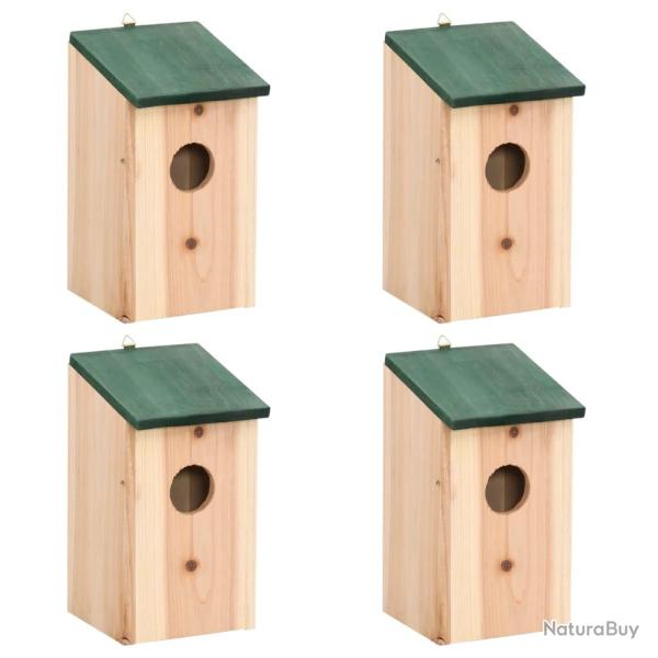 4 pcs Nichoirs Bois 12x12x22 cm