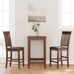 Tabourets de bar avec coussins (lot de 2) en bois massif marron et caoutchouc
