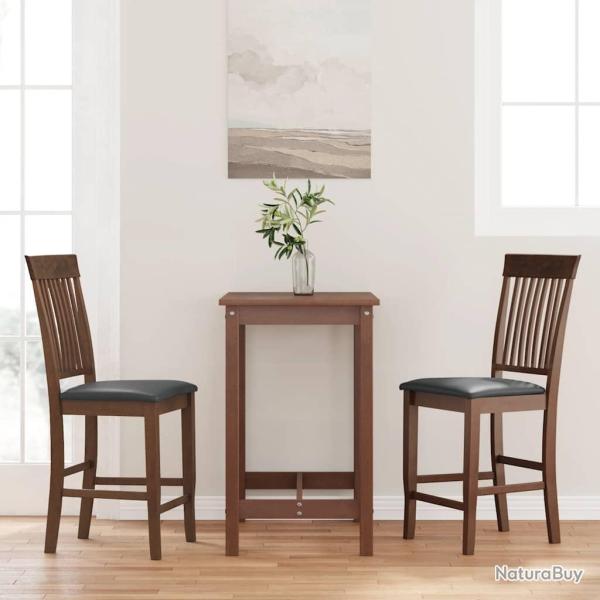 Tabourets de bar avec coussins (lot de 2) en bois massif marron et caoutchouc
