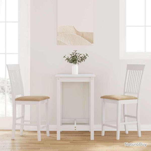Tabourets de bar avec coussins (lot de 2) en bois massif blanc et caoutchouc