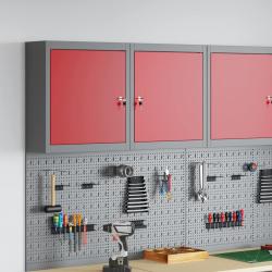 Armoire &agrave; outils avec &eacute;tag&egrave;re Rouge et Gris 50 x 20 x 55 cm