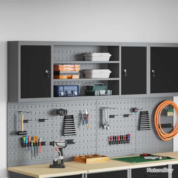 Armoire � outils avec �tag�re Noir et gris 150 x 20 x 55 cm
