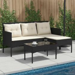 Ensemble de canap&eacute; de 2 pcs Noir et Cr&egrave;me polyrotin