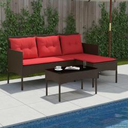 Ensemble de canap&eacute; de 2 pcs Marron et rouge polyrotin