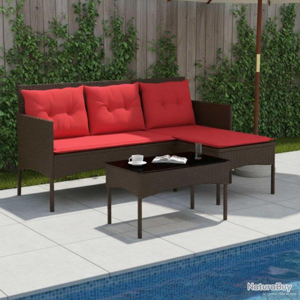 Ensemble de canap� de 2 pcs Marron et rouge polyrotin