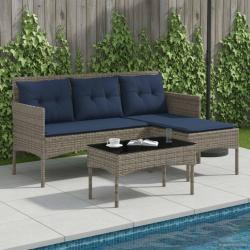 Ensemble de canap&eacute; de 2 pcs Gris et bleu marine