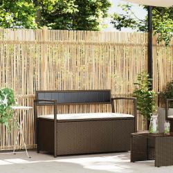 Banc de rangement de avec coussin marron r&eacute;sine tress&eacute;e