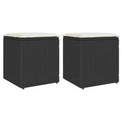 Tabourets coussins 2 pcs noir 40x40x43 cm r&eacute;sine tress&eacute;e