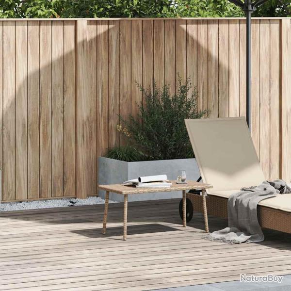 Table basse de rectangulaire beige 80x40x37 cm rotin