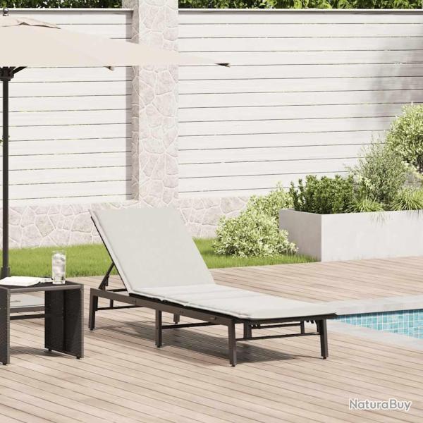 Chaise longue avec coussin en rotin synth�tique noir