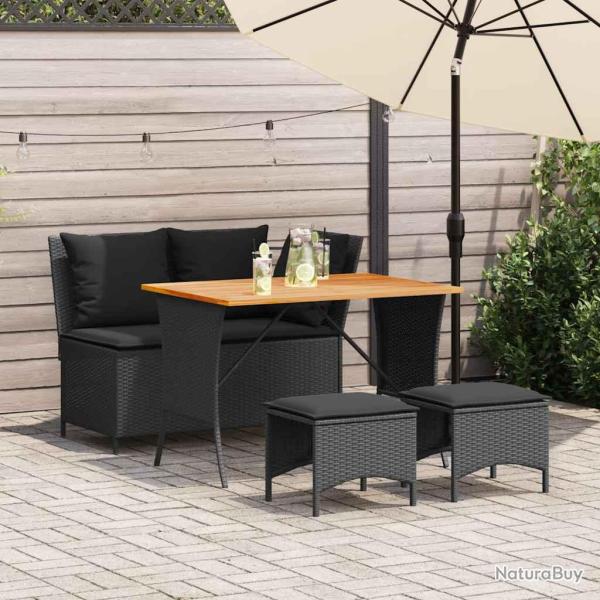 Ensemble � manger de 4 pcs avec coussins noir