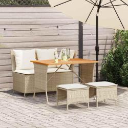 Ensemble &agrave; manger de coussins 4 pcs beige r&eacute;sine tress&eacute;e